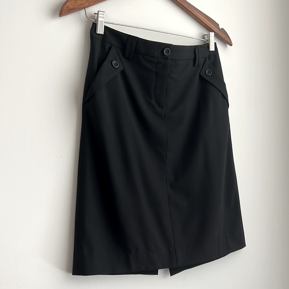 Theory Black Donna Tailor Wool Pencil Mini Skirt - Picture 5 of 11